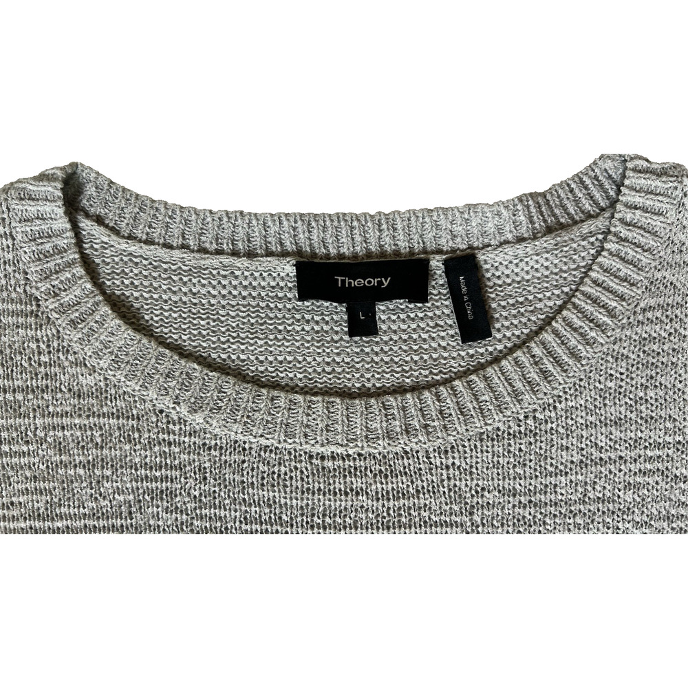 THEORY Womens GRAY Large RAINELLE Open Knit Long Sleeve Sweater Lightweight